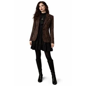 ELCC Paisley Blazer Womens Large Brown Whimsygoth Indie Retro Lined Jacket